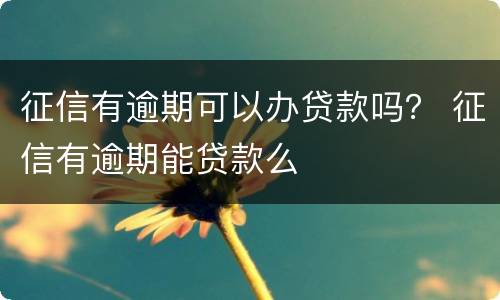 征信有逾期可以办贷款吗？ 征信有逾期能贷款么