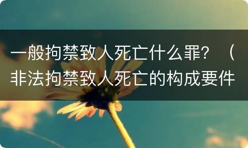 一般拘禁致人死亡什么罪？（非法拘禁致人死亡的构成要件）