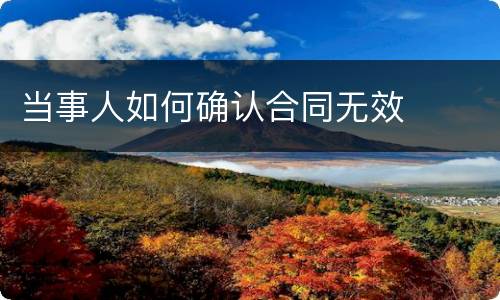 当事人如何确认合同无效