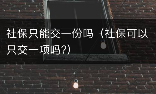 社保只能交一份吗（社保可以只交一项吗?）