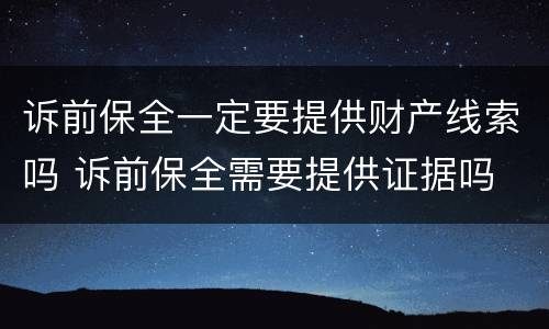 诉前保全一定要提供财产线索吗 诉前保全需要提供证据吗
