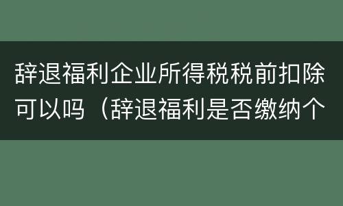 辞退福利企业所得税税前扣除可以吗（辞退福利是否缴纳个税）