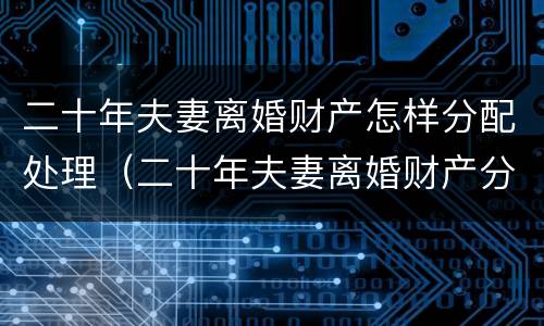 二十年夫妻离婚财产怎样分配处理（二十年夫妻离婚财产分割）
