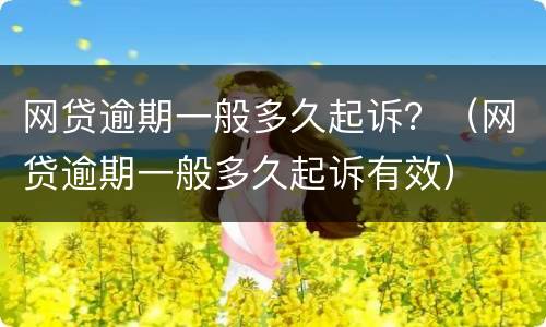 网贷逾期一般多久起诉？（网贷逾期一般多久起诉有效）
