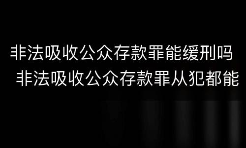 非法吸收公众存款罪能缓刑吗 非法吸收公众存款罪从犯都能判缓吗