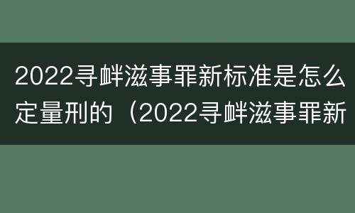 2022寻衅滋事罪新标准是怎么定量刑的（2022寻衅滋事罪新标准是怎么定量刑的呢）