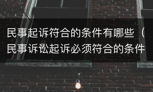 民事起诉符合的条件有哪些（民事诉讼起诉必须符合的条件）
