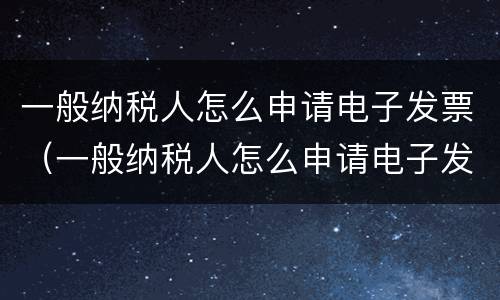 一般纳税人怎么申请电子发票（一般纳税人怎么申请电子发票开票权限）