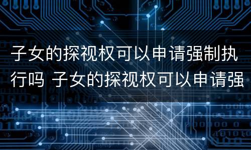子女的探视权可以申请强制执行吗 子女的探视权可以申请强制执行吗