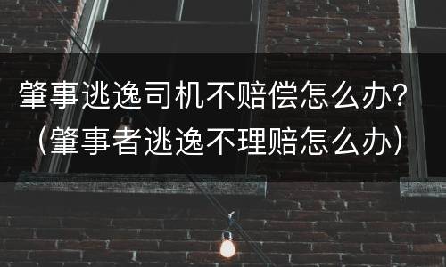 肇事逃逸司机不赔偿怎么办？（肇事者逃逸不理赔怎么办）