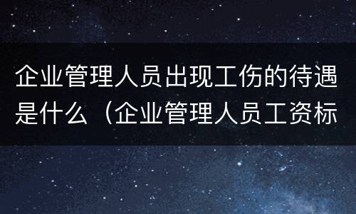 企业管理人员出现工伤的待遇是什么（企业管理人员工资标准）
