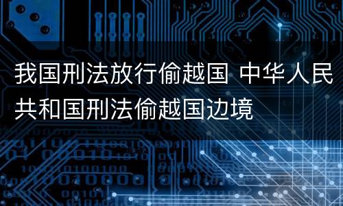 我国刑法放行偷越国 中华人民共和国刑法偷越国边境