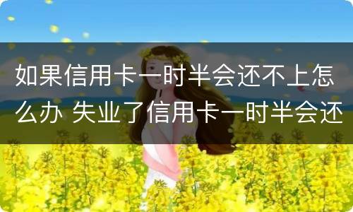 如果信用卡一时半会还不上怎么办 失业了信用卡一时半会还不上
