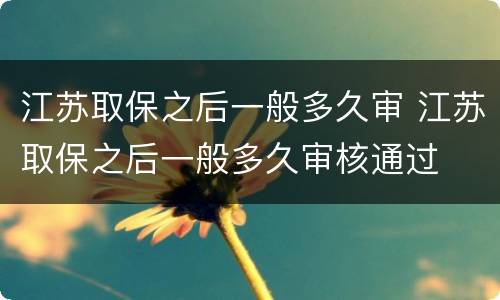江苏取保之后一般多久审 江苏取保之后一般多久审核通过