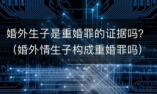 婚外生子是重婚罪的证据吗？（婚外情生子构成重婚罪吗）