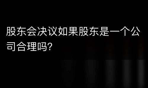 股东会决议如果股东是一个公司合理吗？