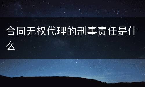 合同无权代理的刑事责任是什么