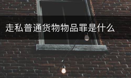 走私普通货物物品罪是什么