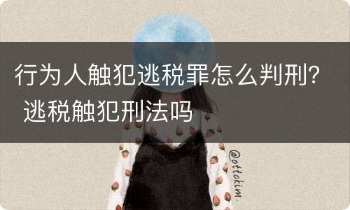 行为人触犯逃税罪怎么判刑？ 逃税触犯刑法吗