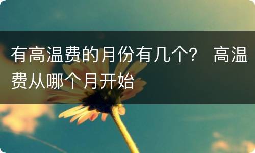 有高温费的月份有几个？ 高温费从哪个月开始