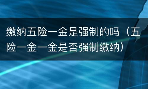 缴纳五险一金是强制的吗（五险一金一金是否强制缴纳）