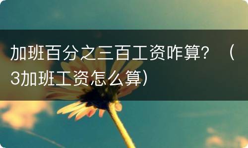 加班百分之三百工资咋算？（3加班工资怎么算）