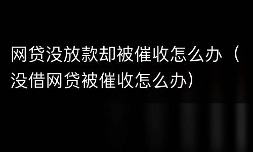 网贷没放款却被催收怎么办（没借网贷被催收怎么办）