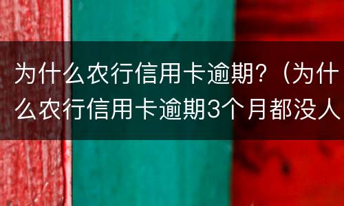 为什么农行信用卡逾期?（为什么农行信用卡逾期3个月都没人打电话）