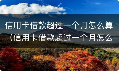 信用卡借款超过一个月怎么算（信用卡借款超过一个月怎么算逾期）