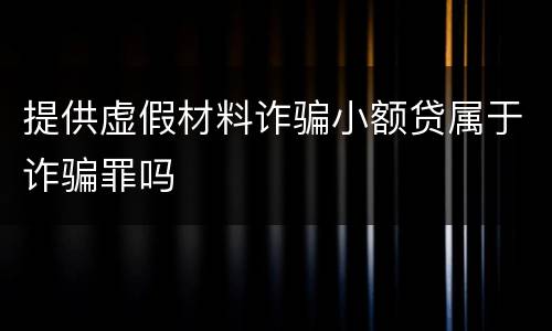 提供虚假材料诈骗小额贷属于诈骗罪吗
