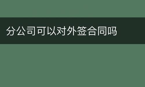 分公司可以对外签合同吗