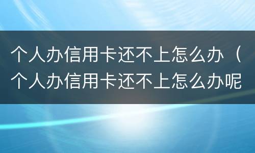 个人办信用卡还不上怎么办（个人办信用卡还不上怎么办呢）