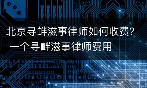 北京寻衅滋事律师如何收费？ 一个寻衅滋事律师费用