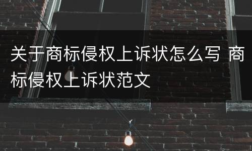 关于商标侵权上诉状怎么写 商标侵权上诉状范文