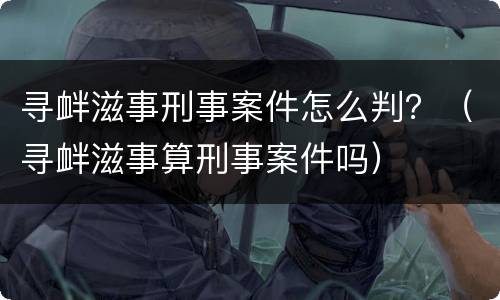 寻衅滋事刑事案件怎么判？（寻衅滋事算刑事案件吗）
