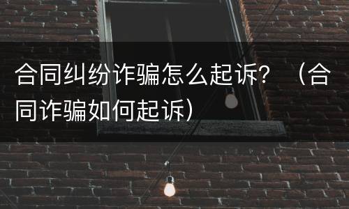 合同纠纷诈骗怎么起诉？（合同诈骗如何起诉）