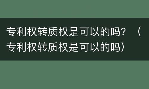 专利权转质权是可以的吗？（专利权转质权是可以的吗）