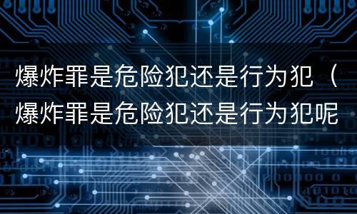 爆炸罪是危险犯还是行为犯（爆炸罪是危险犯还是行为犯呢）