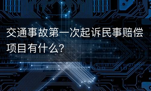 交通事故第一次起诉民事赔偿项目有什么？