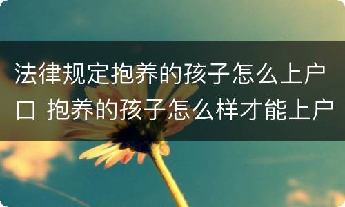 法律规定抱养的孩子怎么上户口 抱养的孩子怎么样才能上户口