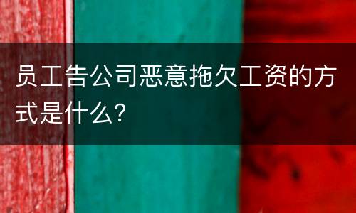 员工告公司恶意拖欠工资的方式是什么？