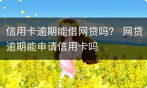 信用卡逾期能借网贷吗？ 网贷逾期能申请信用卡吗