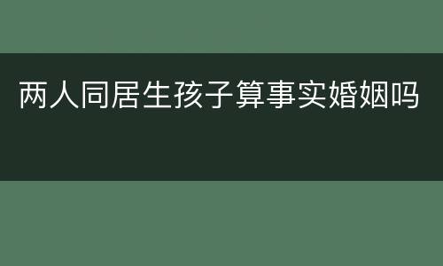 两人同居生孩子算事实婚姻吗