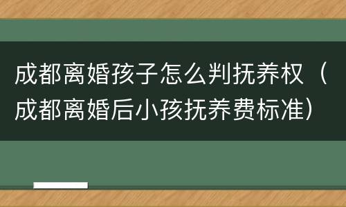 成都离婚孩子怎么判抚养权（成都离婚后小孩抚养费标准）