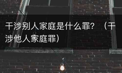 干涉别人家庭是什么罪？（干涉他人家庭罪）