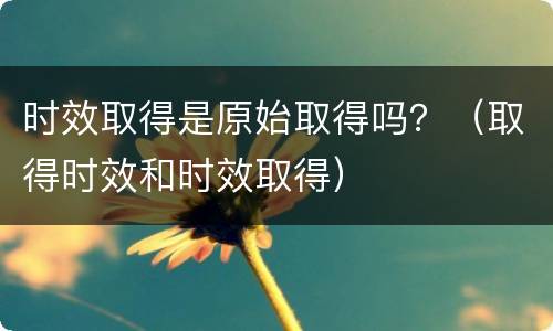 时效取得是原始取得吗？（取得时效和时效取得）