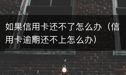 如果信用卡还不了怎么办（信用卡逾期还不上怎么办）