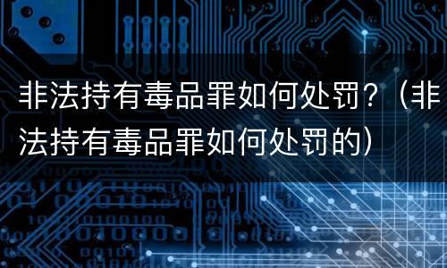非法持有毒品罪如何处罚?（非法持有毒品罪如何处罚的）