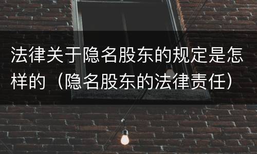 法律关于隐名股东的规定是怎样的（隐名股东的法律责任）