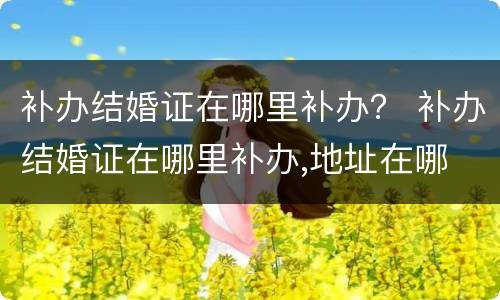 补办结婚证在哪里补办？ 补办结婚证在哪里补办,地址在哪